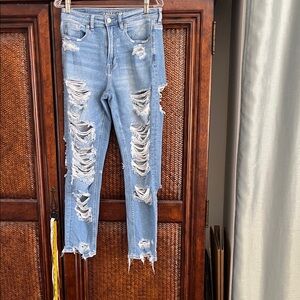 American Eagle Outfitters Ripped Blue Skinny Jeans
